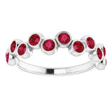 14K Gold Round Natural Ruby Bezel-Set Ring – 2.5mm Stones - White Gold - view 3