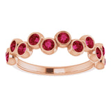 14K Gold Round Natural Ruby Bezel-Set Ring – 2.5mm Stones - Rose Gold - view 3