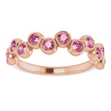 14K Gold Round Natural Pink Tourmaline Bezel-Set Ring – 2.5mm Stones - Rose Gold - view 3