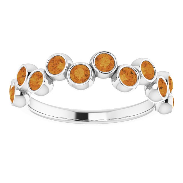 Platinum Round Natural Citrine Bezel-Set Ring – 2.5mm Stones - view 3