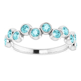 14K Gold Round Natural Blue Zircon Bezel-Set Ring – 2.5mm Stones - White Gold - view 3