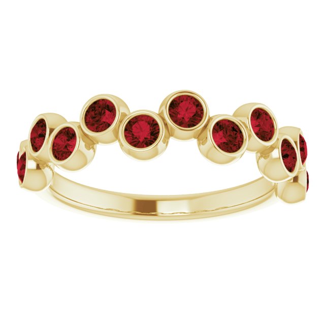 14K Gold Round Natural Mozambique Garnet Bezel-Set Ring – 2.5mm Stones - Yellow Gold - view 3
