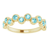 14K Gold Round Natural Blue Zircon Bezel-Set Ring – 2.5mm Stones - Yellow Gold - view 3