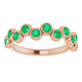 14K Gold Round Natural Emerald Bezel-Set Ring – 2.5mm Stones - Rose Gold - view 3