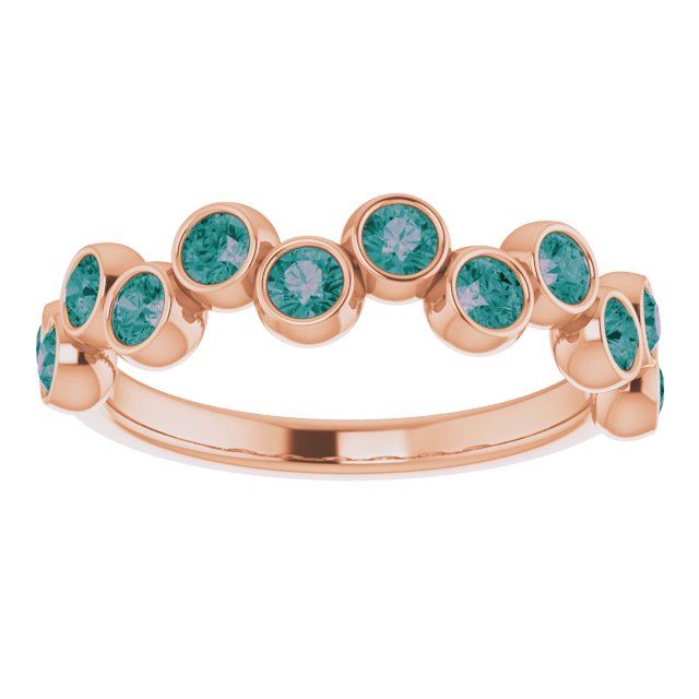 14K Gold Round Lab-Grown Alexandrite Bezel-Set Ring - Rose Gold - view 5