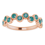 14K Gold Round Natural Alexandrite Bezel-Set Ring – 2.5mm Stones - Rose Gold - view 5