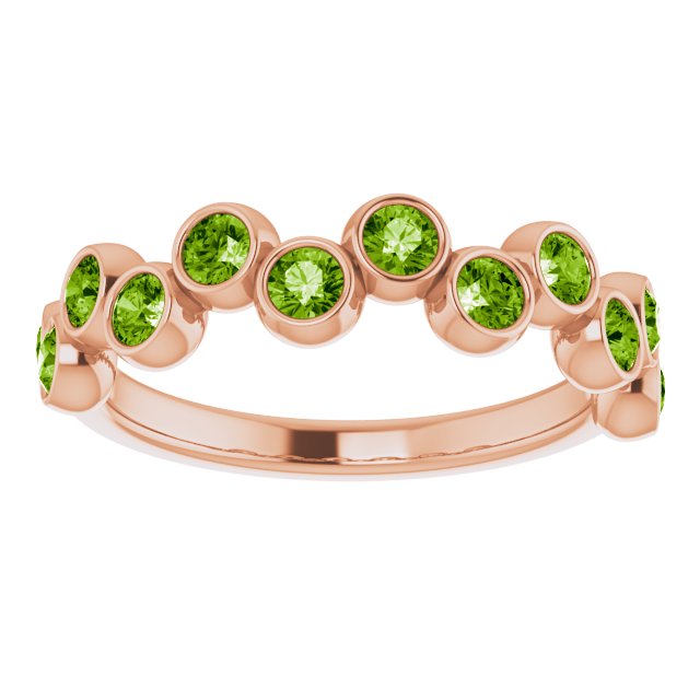 14K Gold Round Natural Peridot Bezel-Set Ring – 2.5mm Stones - Rose Gold - view 3