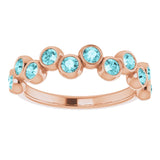 14K Gold Round Natural Blue Zircon Bezel-Set Ring – 2.5mm Stones - Rose Gold - view 3