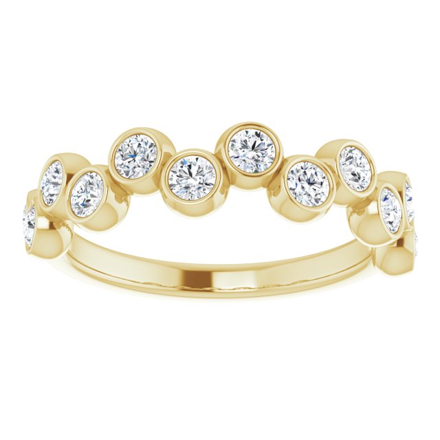 14K Gold Round Natural Diamond Bezel-Set Ring – 2.5mm Stones - Yellow Gold - view 3
