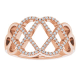 14K Gold Round Natural Diamond Woven Ring - Rose Gold - view 3