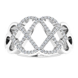 14K Gold Round Natural Diamond Woven Ring - White Gold - view 3