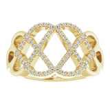 14K Gold Round Natural Diamond Woven Ring - Yellow Gold - view 3