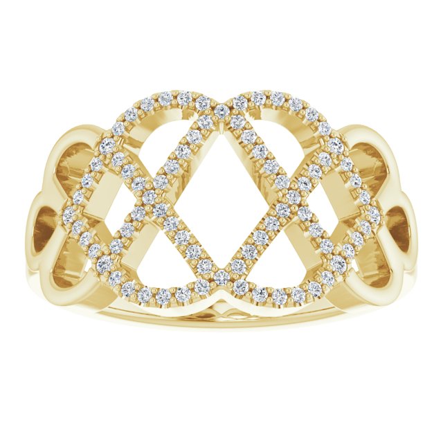 14K Gold Round Natural Diamond Woven Ring - Yellow Gold - view 3