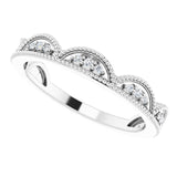 Platinum Round Natural Diamond Accented Stackable Crown Ring - view 5