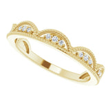 14K Gold Round Natural Diamond Accented Stackable Crown Ring - Yellow Gold - view 5