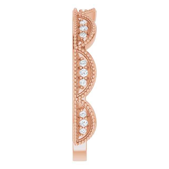 14K Gold Round Natural Diamond Accented Stackable Crown Ring - Rose Gold - view 4