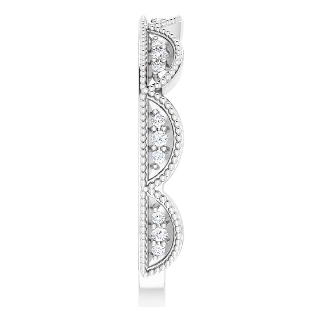 Platinum Round Natural Diamond Accented Stackable Crown Ring - view 4