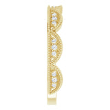 14K Gold Round Natural Diamond Accented Stackable Crown Ring - Yellow Gold - view 4