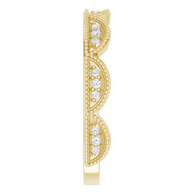 14K Gold Round Natural Diamond Accented Stackable Crown Ring - Yellow Gold - view 4