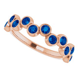 14K Gold Round Lab-Grown Blue Sapphire Bezel-Set Ring - Rose Gold - view 5
