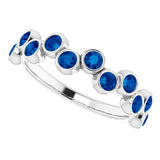 Platinum Round Lab-Grown Blue Sapphire Bezel-Set Ring - view 5