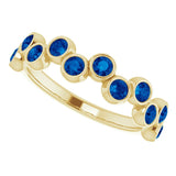 14K Gold Round Lab-Grown Blue Sapphire Bezel-Set Ring - Yellow Gold - view 5