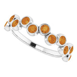 Platinum Round Natural Citrine Bezel-Set Ring – 2.5mm Stones - view 5