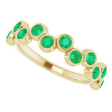 14K Gold Round Lab-Grown Emerald Bezel-Set Ring – 2.5mm Stones - Yellow Gold - view 5