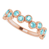 14K Gold Round Natural Blue Zircon Bezel-Set Ring – 2.5mm Stones - Rose Gold - view 5