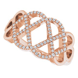 14K Gold Round Natural Diamond Woven Ring - Rose Gold - view 6