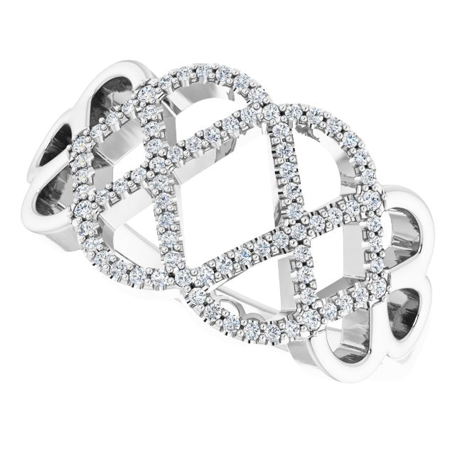Platinum Round Natural Diamond Woven Ring - view 6