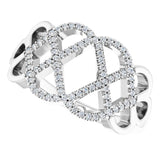 14K Gold Round Natural Diamond Woven Ring - White Gold - view 5