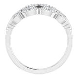 14K Gold Round Natural Diamond Woven Ring - White Gold - view 2