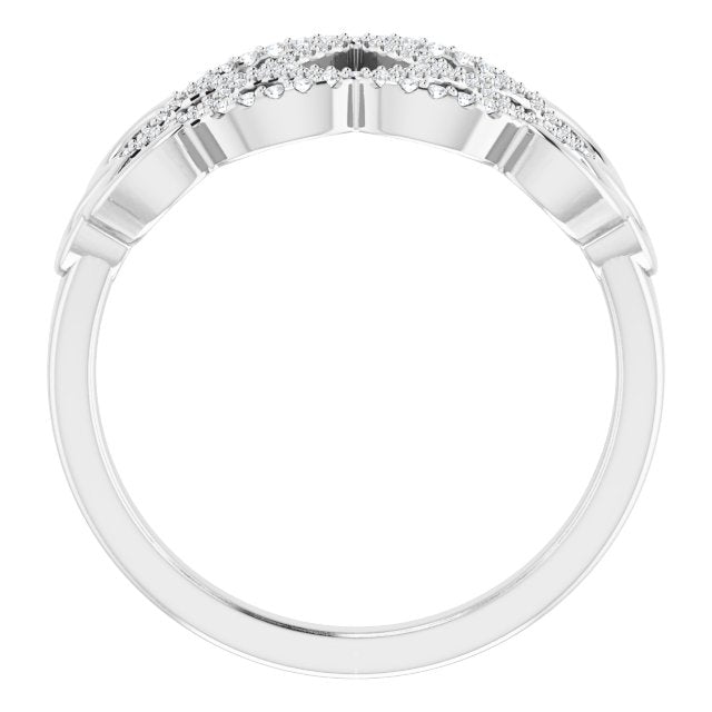 14K Gold Round Natural Diamond Woven Ring - White Gold - view 2