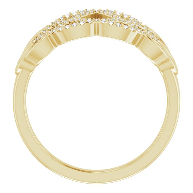 14K Gold Round Natural Diamond Woven Ring - Yellow Gold - view 2