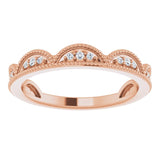 14K Gold Round Natural Diamond Accented Stackable Crown Ring - Rose Gold - view 3