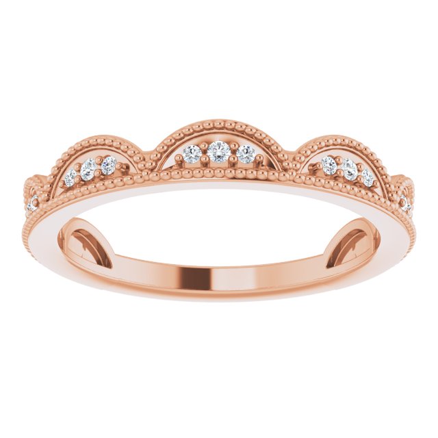 14K Gold Round Natural Diamond Accented Stackable Crown Ring - Rose Gold - view 3