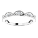 Platinum Round Natural Diamond Accented Stackable Crown Ring - view 3