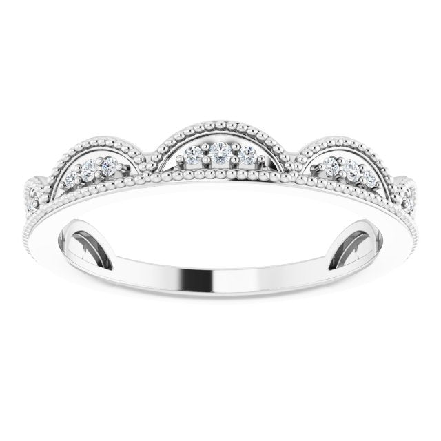 Platinum Round Natural Diamond Accented Stackable Crown Ring - view 3