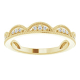 14K Gold Round Natural Diamond Accented Stackable Crown Ring - Yellow Gold - view 3