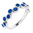14K Gold Round Lab-Grown Blue Sapphire Bezel-Set Ring - White Gold