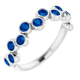 14K Gold Round Lab-Grown Blue Sapphire Bezel-Set Ring - White Gold