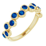 14K Gold Round Lab-Grown Blue Sapphire Bezel-Set Ring - Yellow Gold