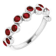 Platinum Round Natural Mozambique Garnet Bezel-Set Ring – 2.5mm Stones