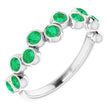 Platinum Round Natural Emerald Bezel-Set Ring – 2.5mm Stones