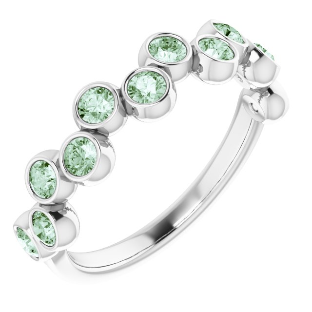 Platinum Round Natural Alexandrite Bezel-Set Ring – 2.5mm Stones - view 2