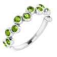 Platinum Round Natural Peridot Bezel-Set Ring – 2.5mm Stones