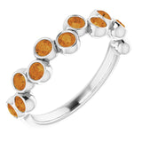 14K Gold Round Natural Citrine Bezel-Set Ring – 2.5mm Stones - White Gold