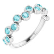 14K Gold Round Natural Blue Zircon Bezel-Set Ring – 2.5mm Stones - White Gold