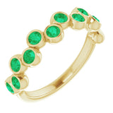 14K Gold Round Natural Emerald Bezel-Set Ring – 2.5mm Stones - Yellow Gold